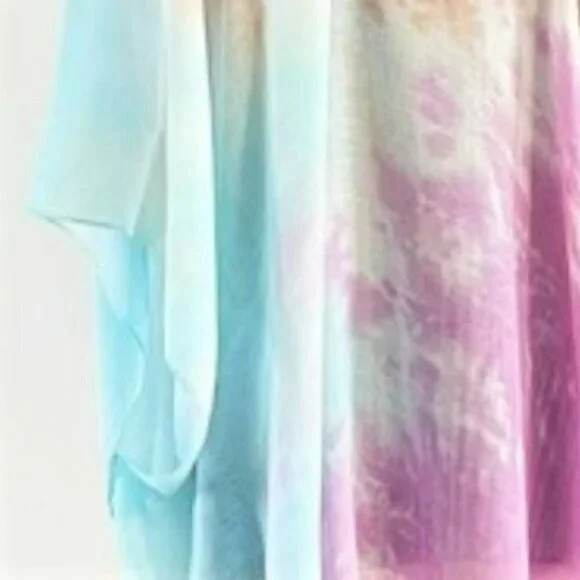 NWT LULLA COLLECTION BY BINDYA Rainbow Multi Tie Dye Kimono Top Swim Cover Up - Picture 5 of 8